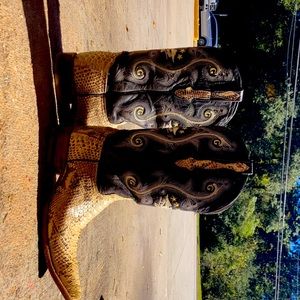 Alligator and snake skinned boots …( red alligator, tan snake)